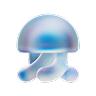 Blue translucent cartoon jellyfish with rounded bell and four tentacles.